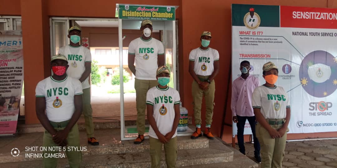 Corps members construct automated disinfection cubicle to fight COVID-19 in A'Ibom 