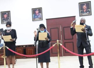 Okowa swear-in three Judges